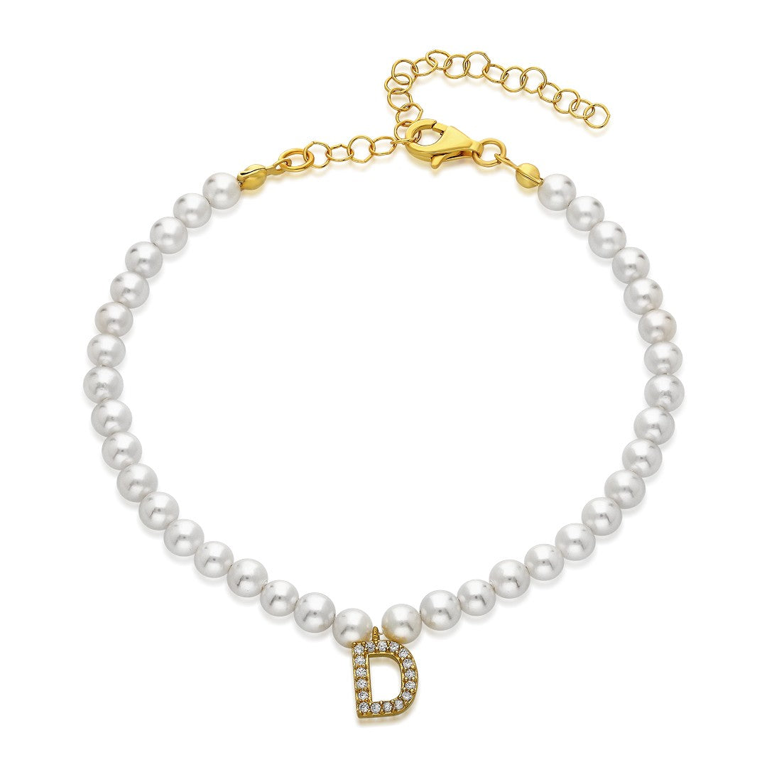 Harfli İnci Bileklik - 925 GÜMÜŞ