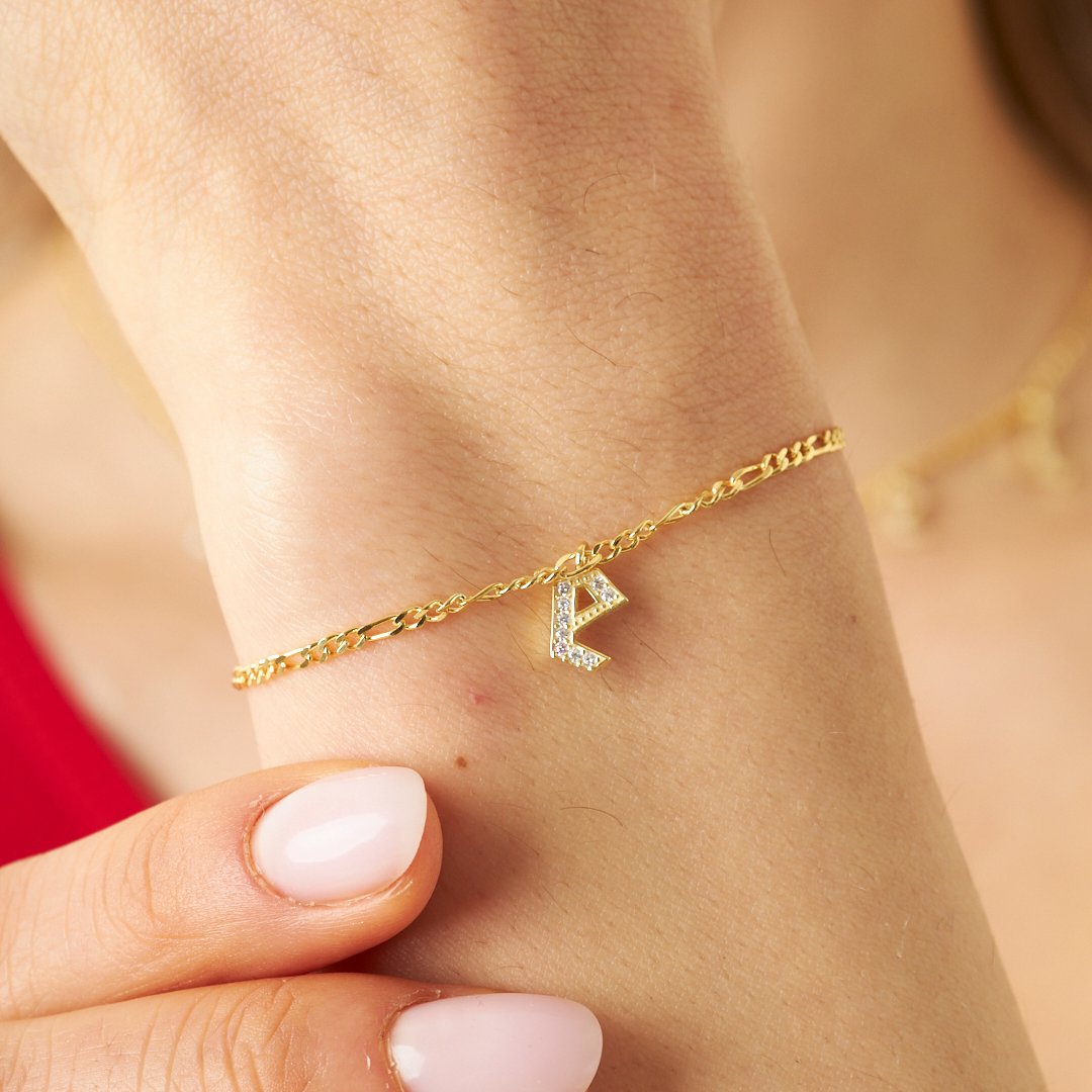 Zirkon Taşlı Harf Kolye - 925 GÜMÜŞ