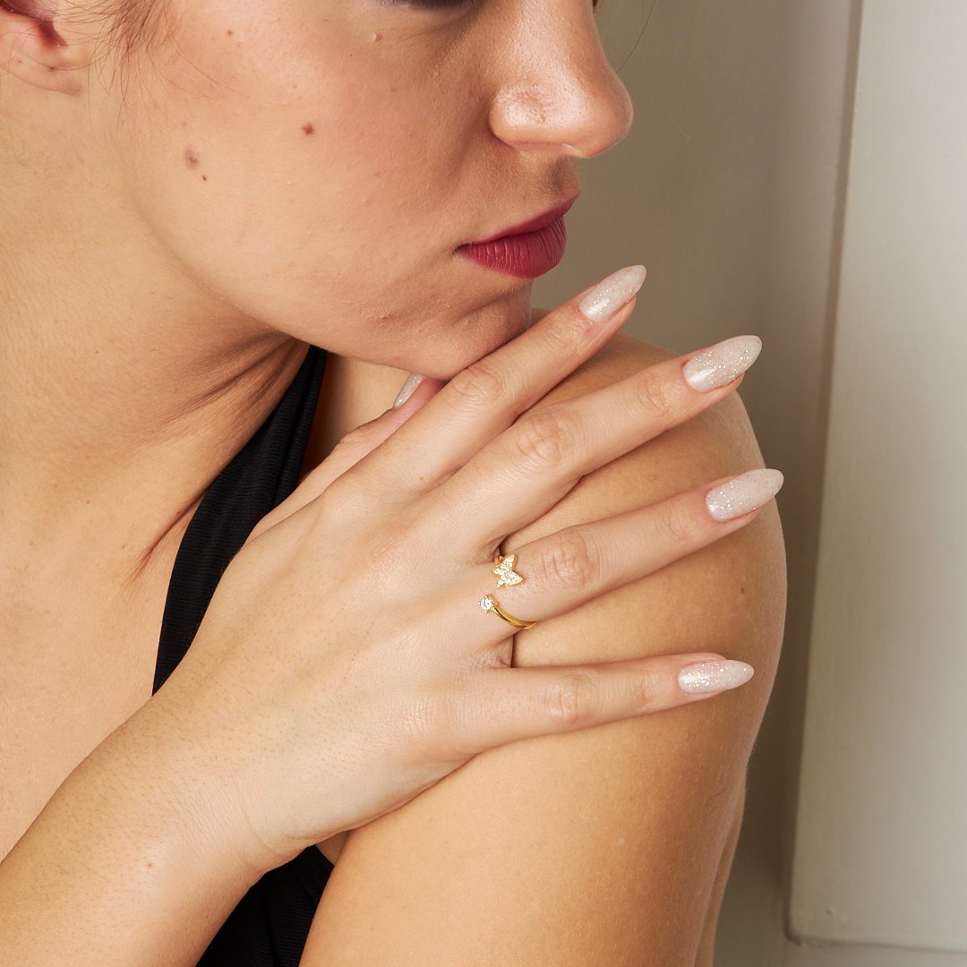 Kelebek Tektaş Yüzük - 925 GÜMÜŞ