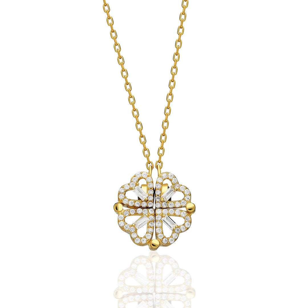 Mıknatıslanmış Yonca Kolye - 925 GÜMÜŞ