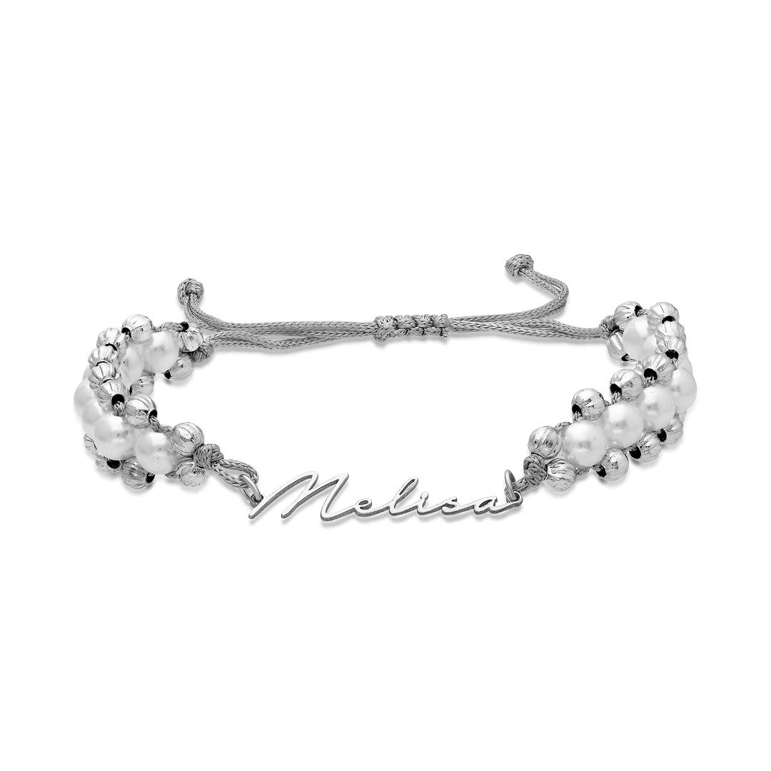 İnci Taşlı İsim Bileklik - 925 GÜMÜŞ