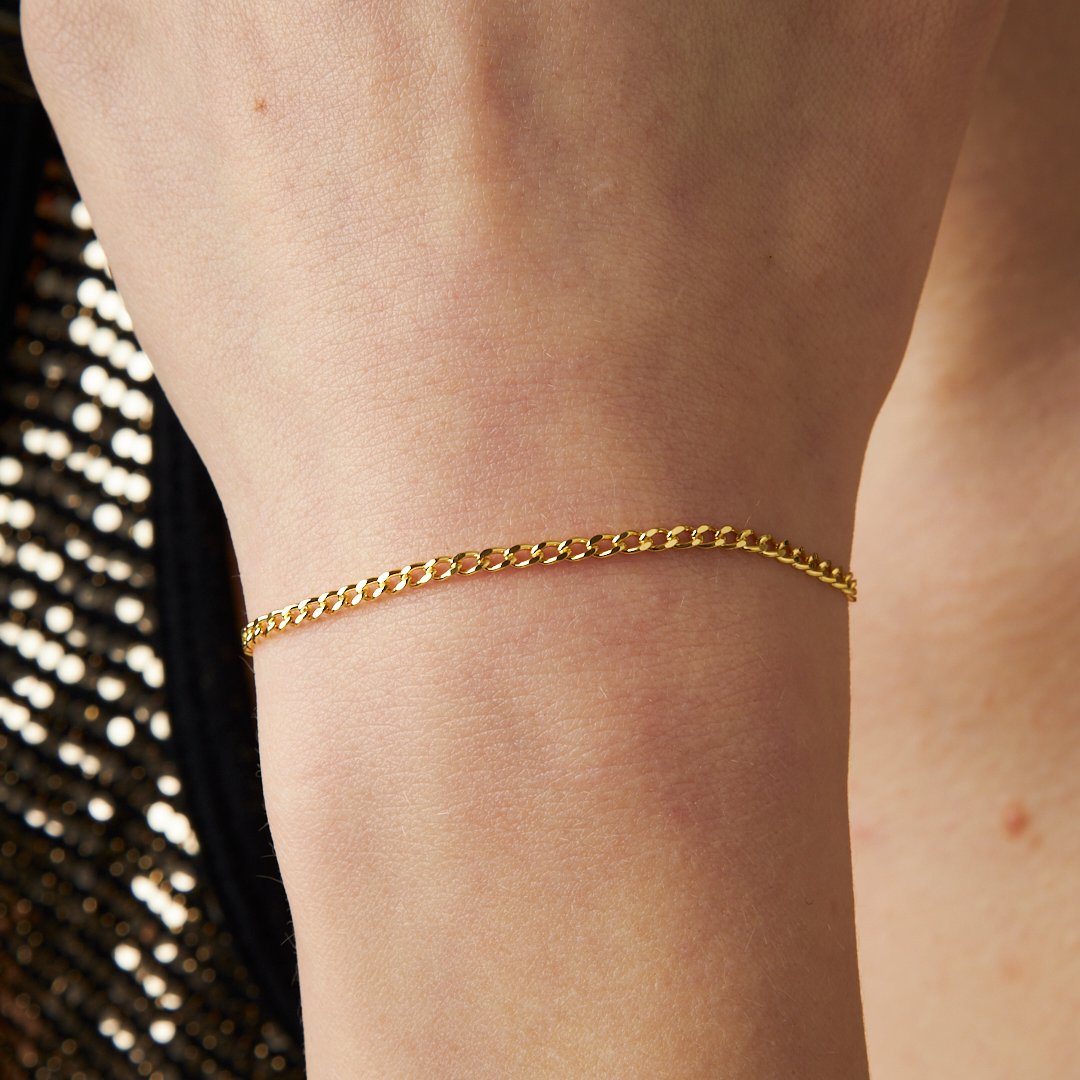 İnce Bağlantılı Zincir Bileklik - 925 GÜMÜŞ