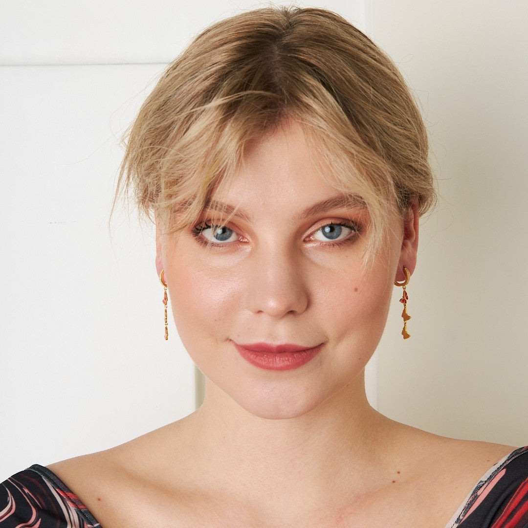 Sıralı Kelebek Küpe - 925 GÜMÜŞ