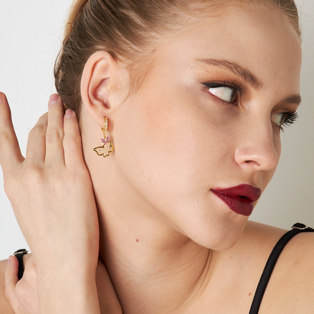 Şık Kelebek Küpeler - 925 GÜMÜŞ