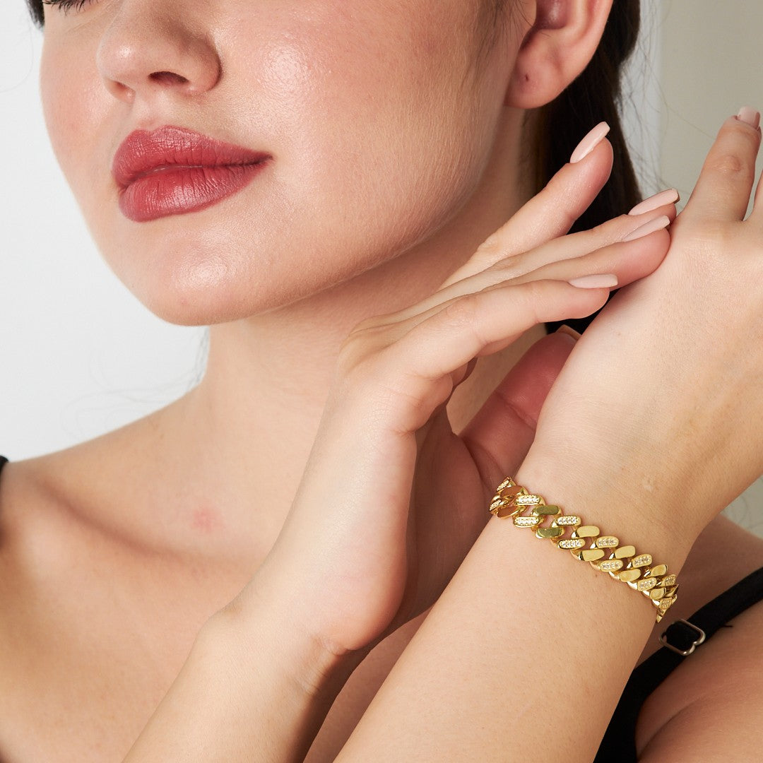 Yarım Gurme Zirkonyum Bileklik - 925 GÜMÜŞ