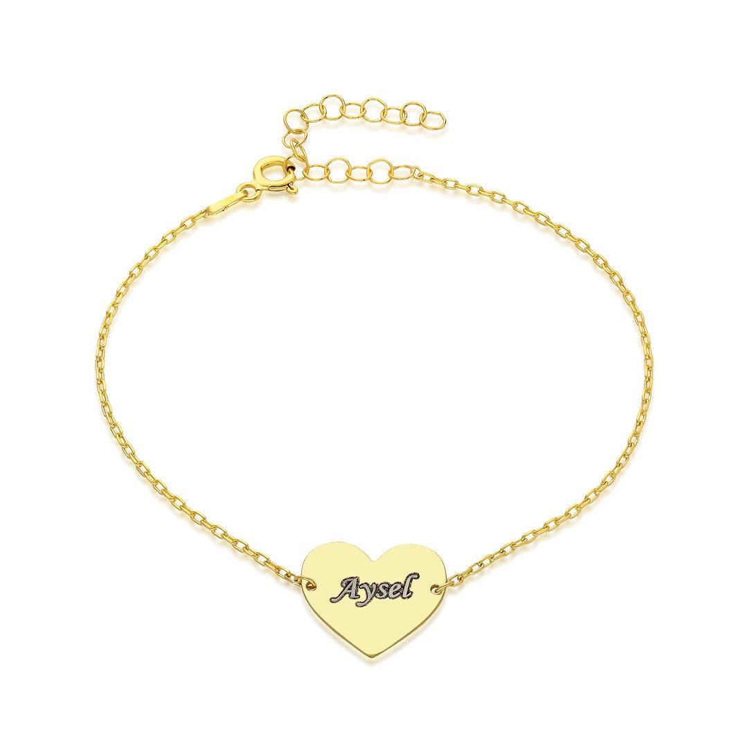 İsimli Kalp Bileklik - 925 GÜMÜŞ