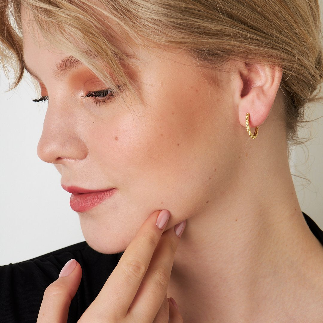 Çift Bükümlü Halka Küpeler - 925 GÜMÜŞ