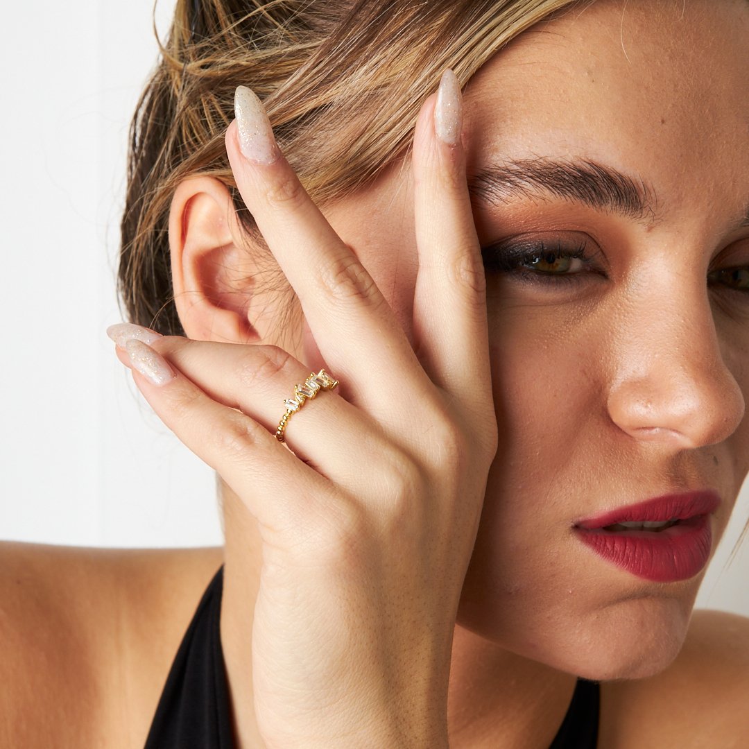 Zarif Baget Pırlanta Yüzük - 925 GÜMÜŞ