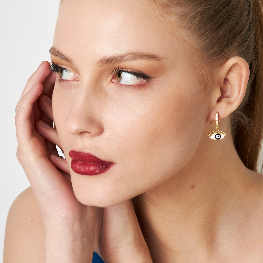 Nazarlı Göz Küpesi - 925 GÜMÜŞ