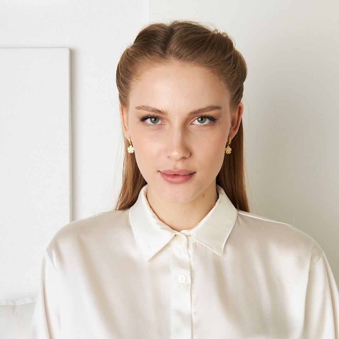 Zirkon Taşlı Çiçek Küpe2 - 925 GÜMÜŞ