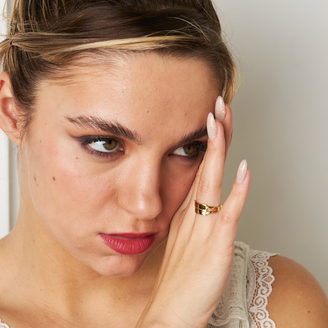 İkili Zirkon Yüzük - 925 GÜMÜŞ