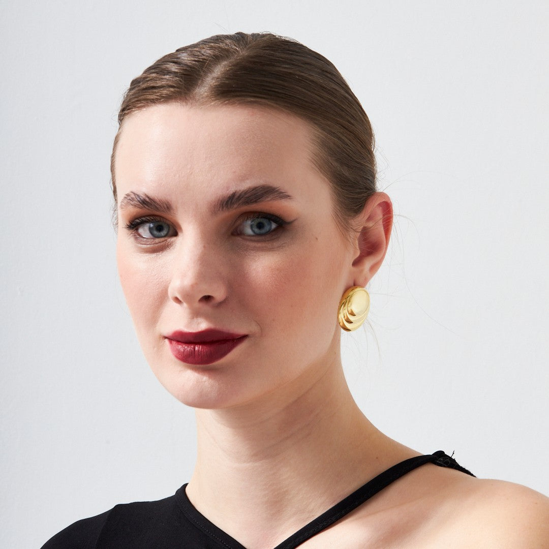 Büyük Düğme Küpe - 925 GÜMÜŞ