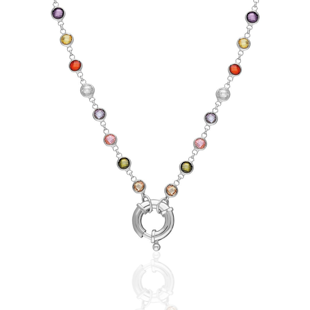 Denizci renkli zincir kolye - 925 GÜMÜŞ