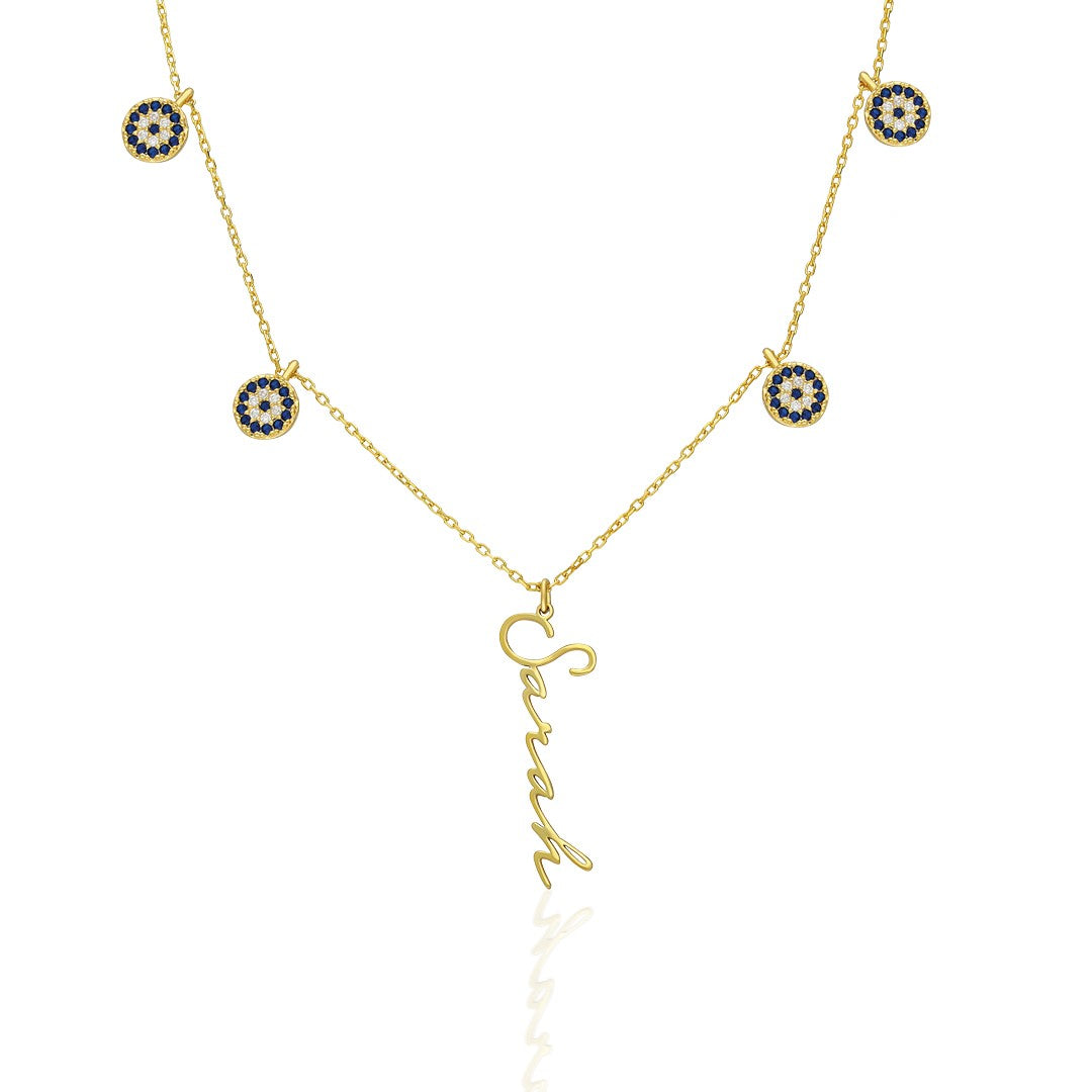 Nazar Boncuklu El Yazısı Kolye - 925 GÜMÜŞ