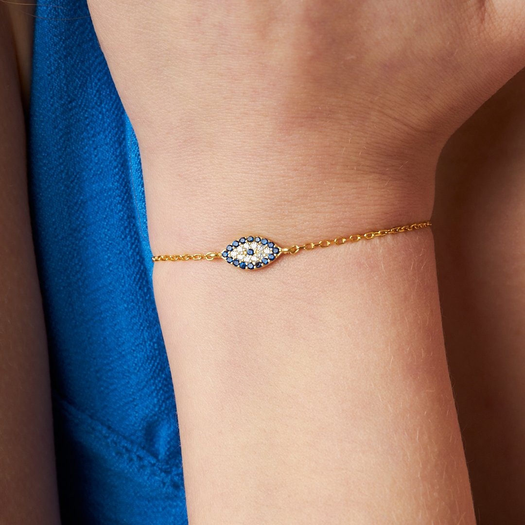 Zirkon Taşlı Göz Bileklik - 925 GÜMÜŞ