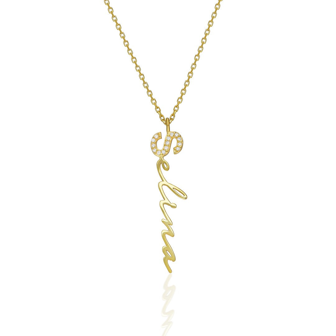 Harfli İsim Taşlı Kolye - 925 GÜMÜŞ