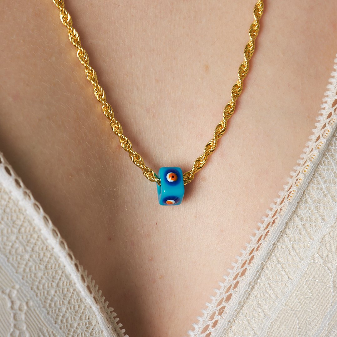 14K ALTIN Kalın Halat Zincir Kolye