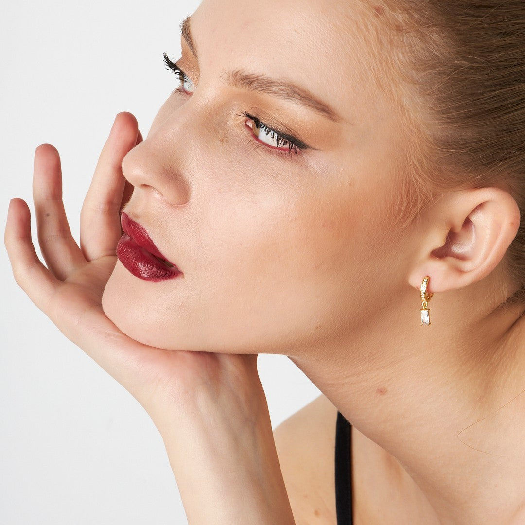 Dikdörtgen Baget Küpe - 925 GÜMÜŞ