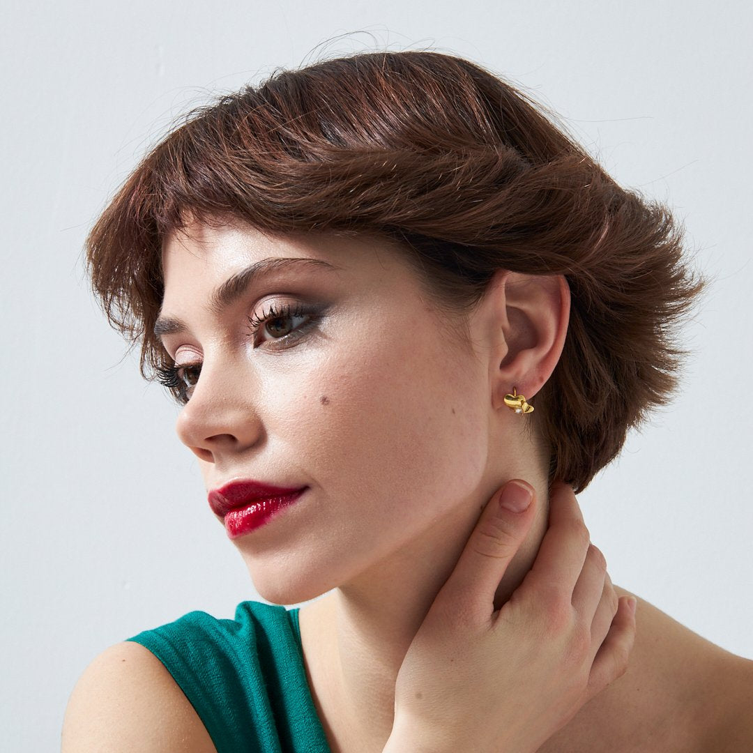 Minimal Çift Taşlı Kalp Küpe - 925 GÜMÜŞ