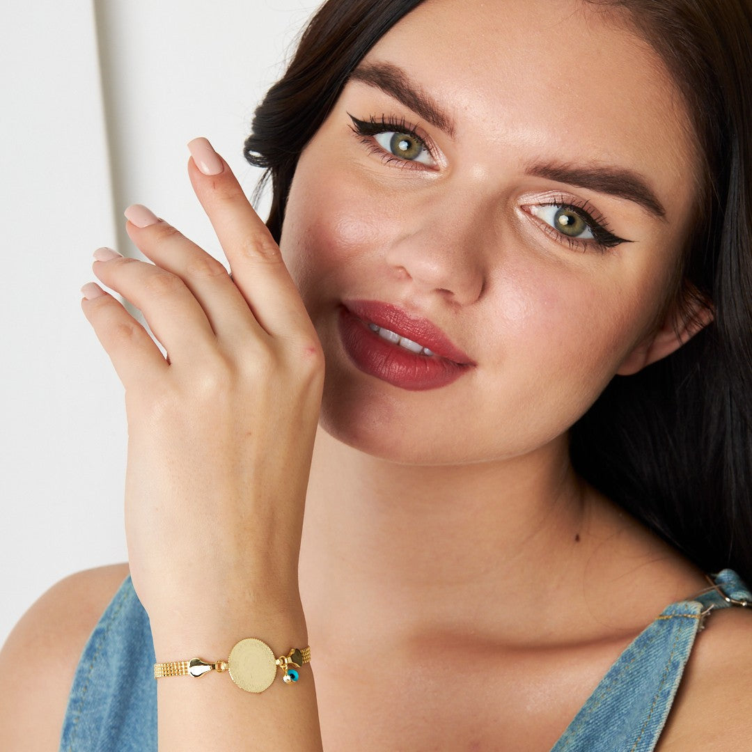 Nazar Boncuğu Çeyrek Top Zincir Bileklik - 925 GÜMÜŞ