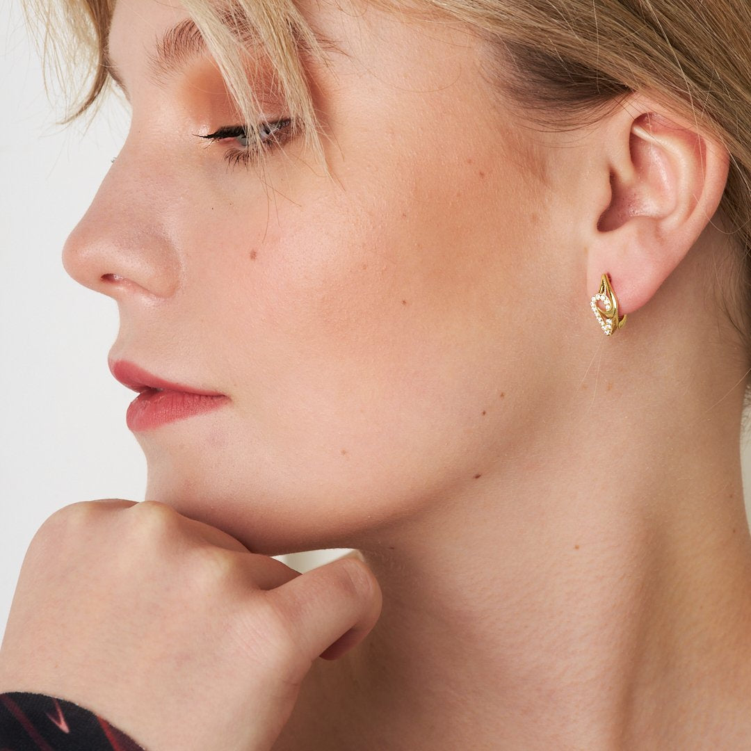 Taşlı Su Damlası Küpe - 925 GÜMÜŞ