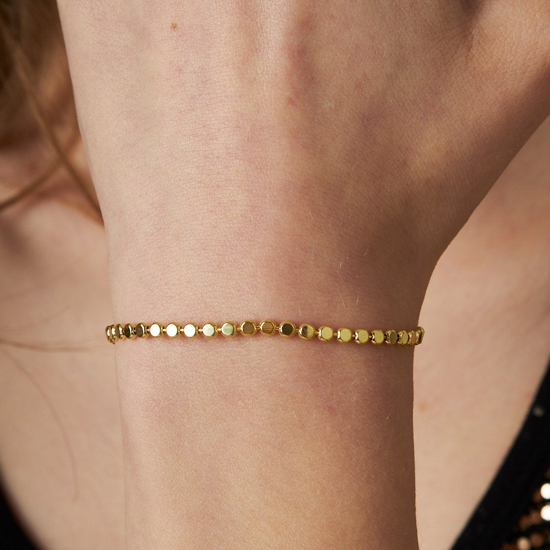 Boncuklu Top Zincir Bileklik - 925 GÜMÜŞ