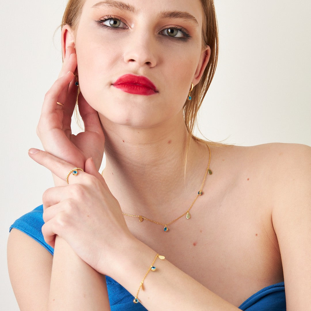 Dörtlü Nazar Boncuğu Seti - 925 GÜMÜŞ