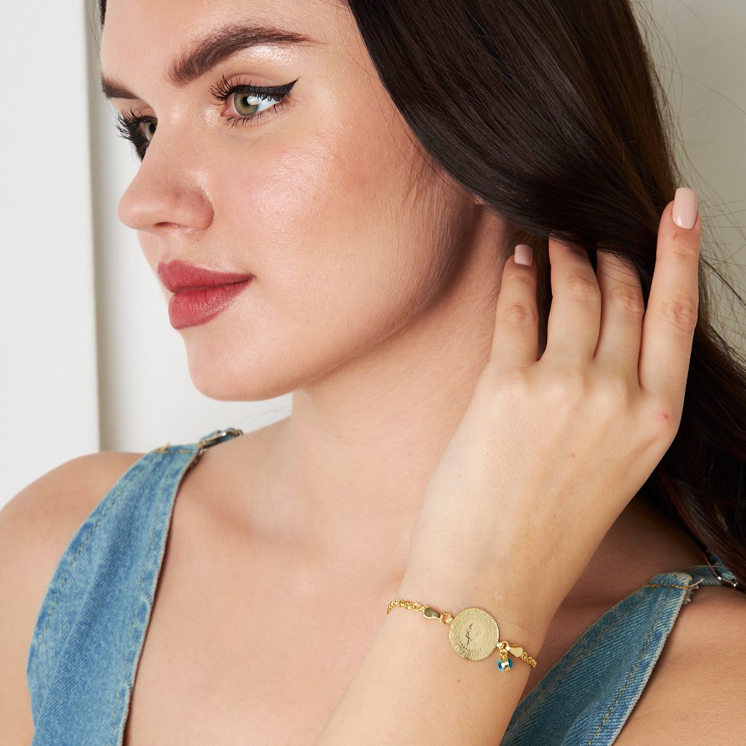 Nazar Çeyrek Büküm Zincir Bileklik - 925 GÜMÜŞ