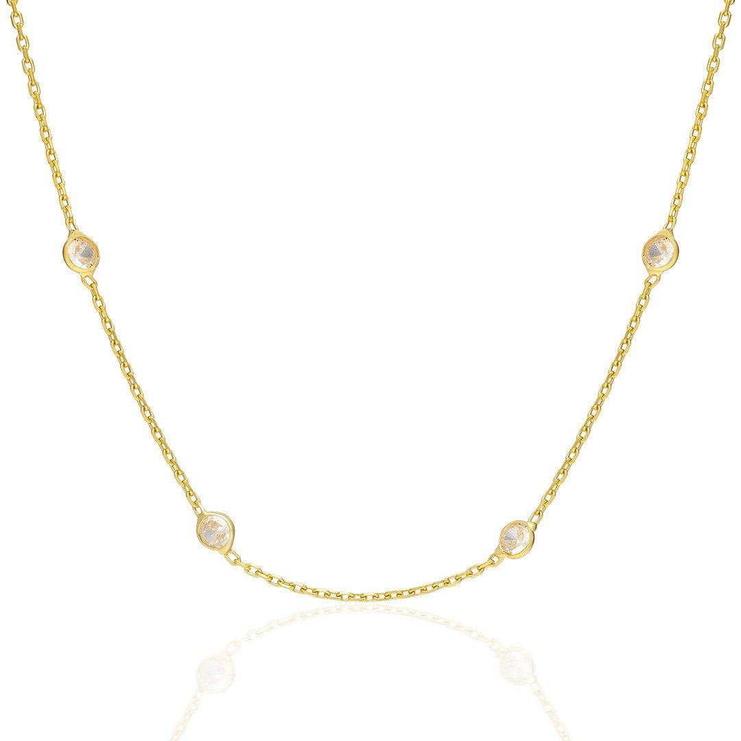 Beyaz Taşlı Kolye - 925 GÜMÜŞ