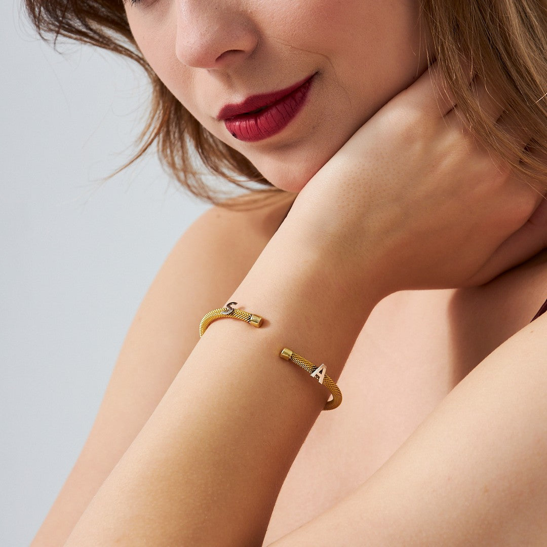 Taşsız Harfli Basit Hasır Bileklik - 925 GÜMÜŞ