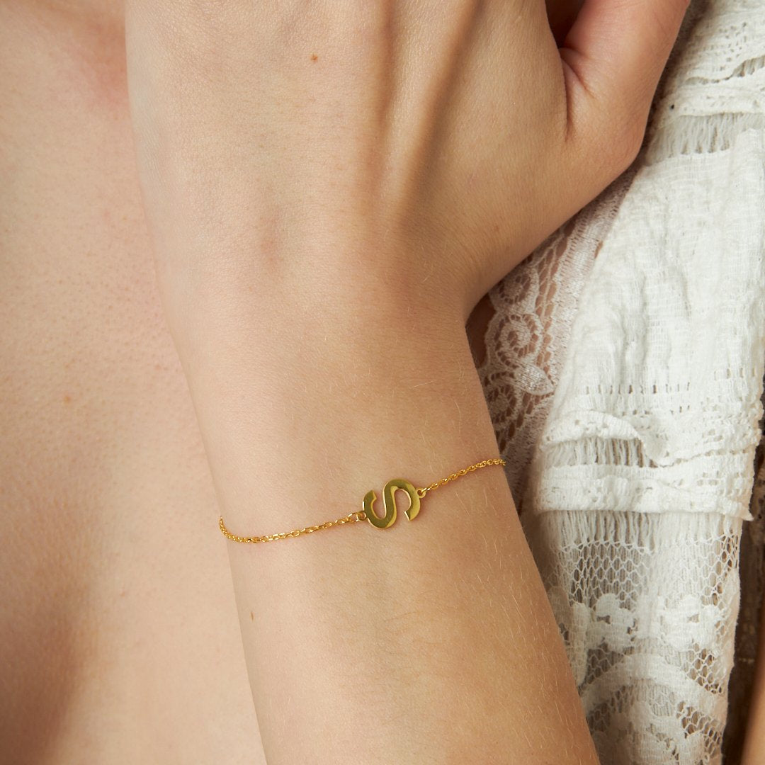 İsimli Bileklik - Basit Harfli Bileklik - 925 GÜMÜŞ