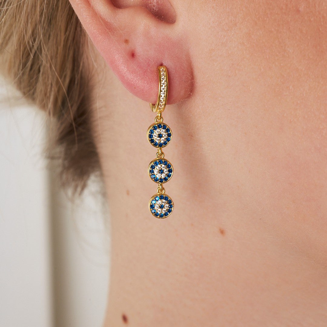 Sıralı Nazar Küpe - 925 GÜMÜŞ