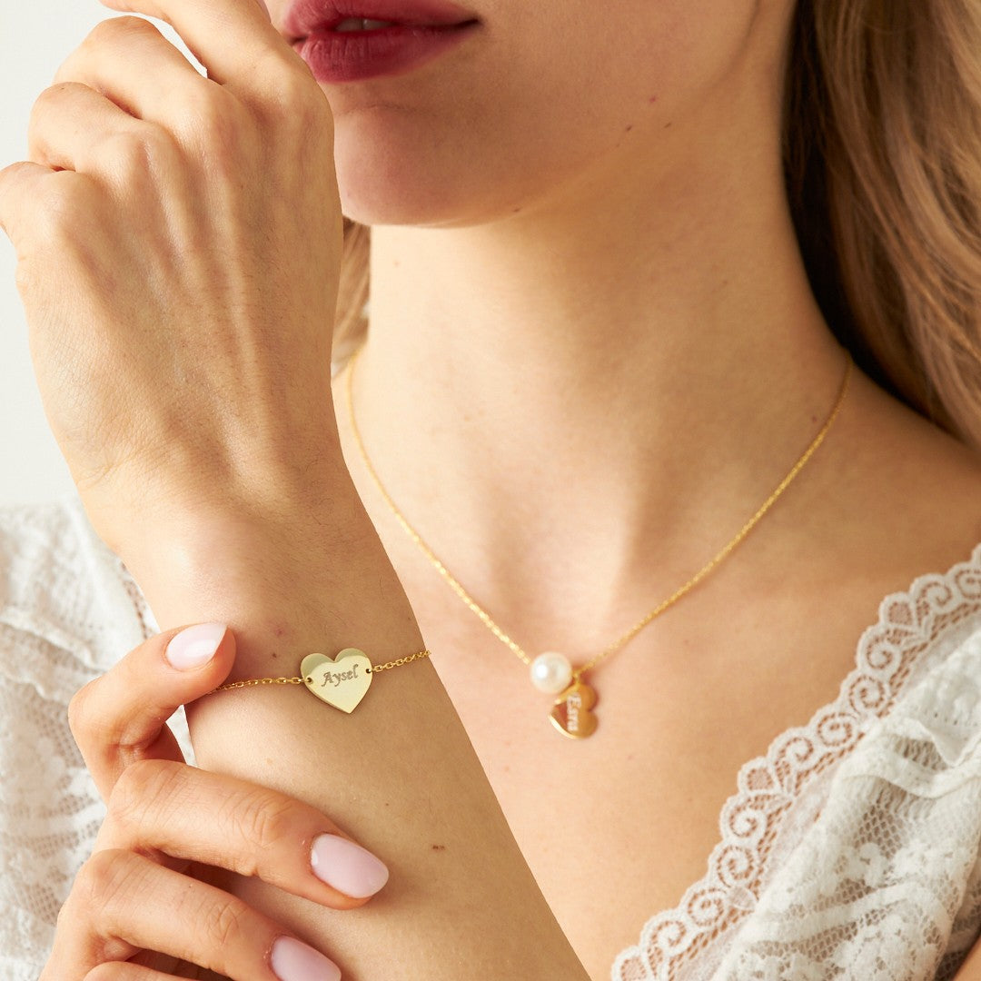 İsimli Tabela Kalp Seti - 925 GÜMÜŞ