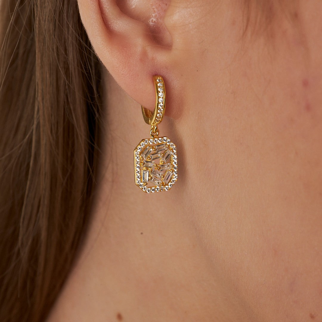 Baget Taşlı Küpe - 925 GÜMÜŞ