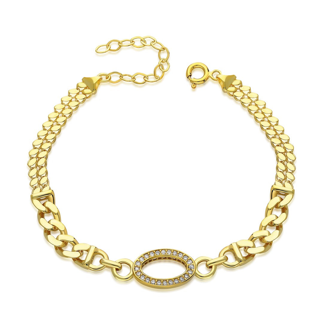 Oval Taşlı Payet Gurme Bileklik - 925 GÜMÜŞ