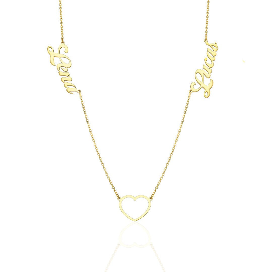 İsimli kolye - iki isimli kalp kolye - 925 GÜMÜŞ