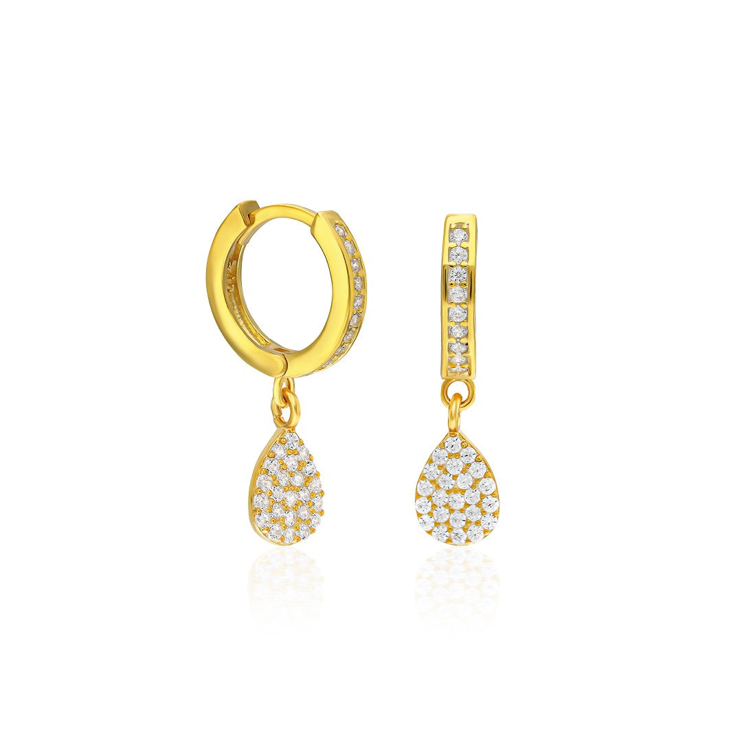 Taşlı Sallantılı Su Damlası Küpe - 925 GÜMÜŞ