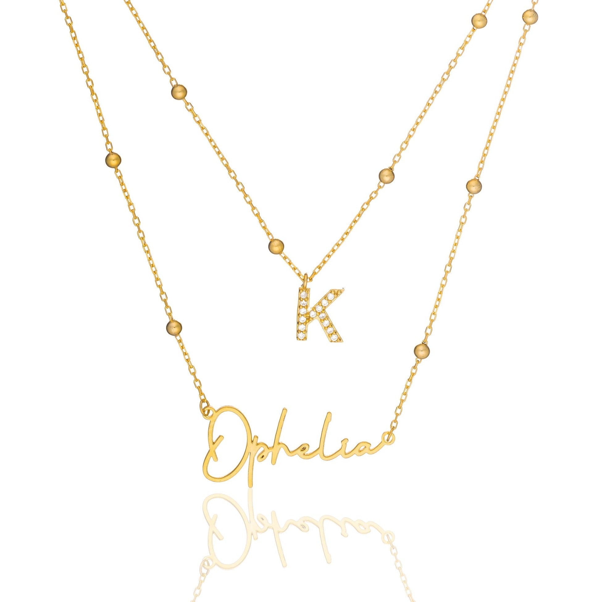 Taşlı Harfli İsim Kolye - 925 GÜMÜŞ