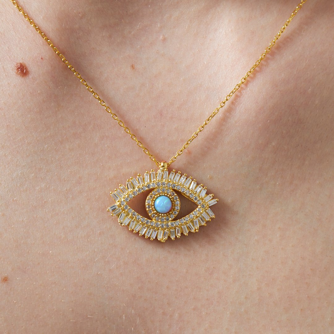 Baget taşlı turkuaz göz seti - 925 GÜMÜŞ