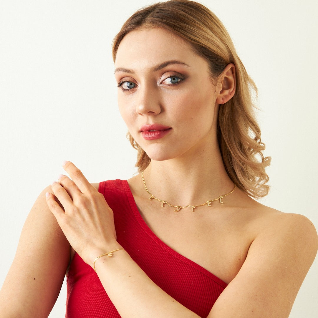 Zirkon Taşlı Harf Kolye - 925 GÜMÜŞ