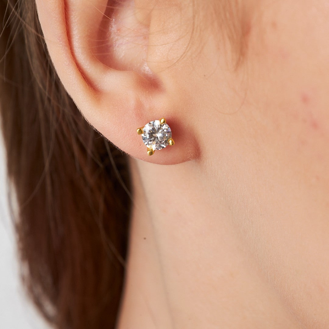 Klasik Tek Taş Küpe - 925 GÜMÜŞ