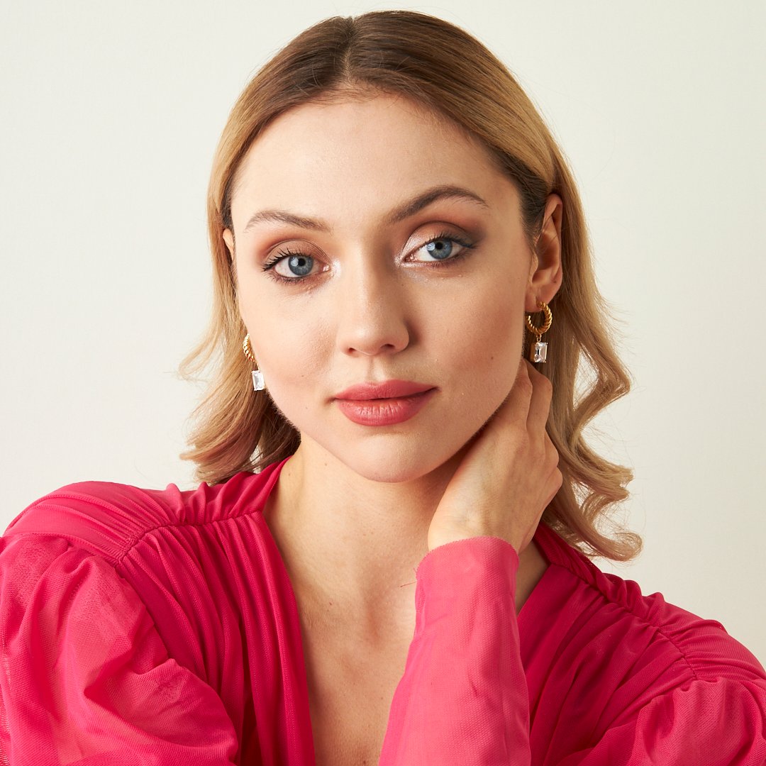 Büyük Taşlı Dikdörtgen Baget Küpe - 925 GÜMÜŞ