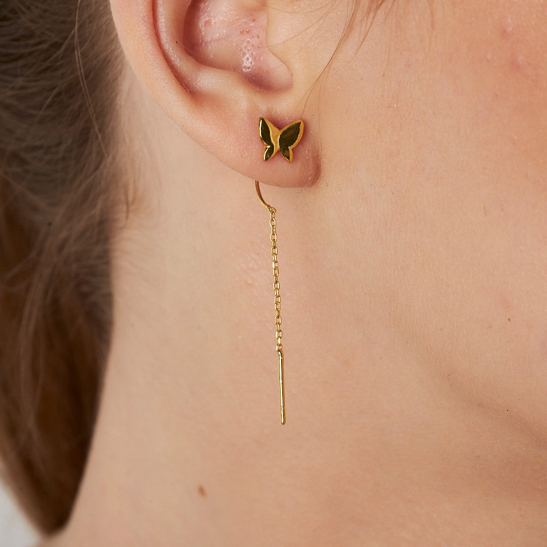 Basit Kelebek Zincir Küpe - 925 GÜMÜŞ