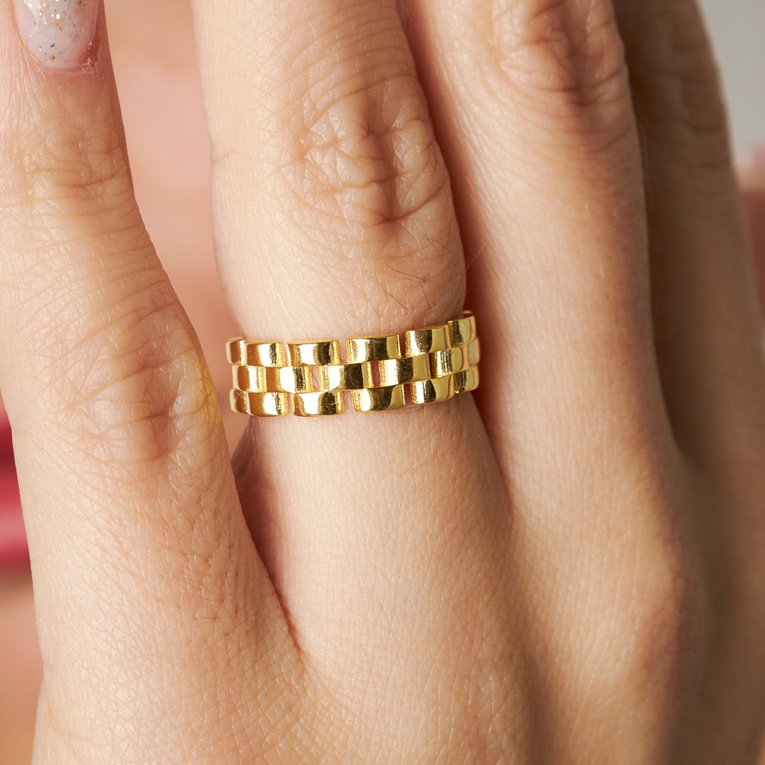 Tuğla Modeli Yüzük - 925 GÜMÜŞ