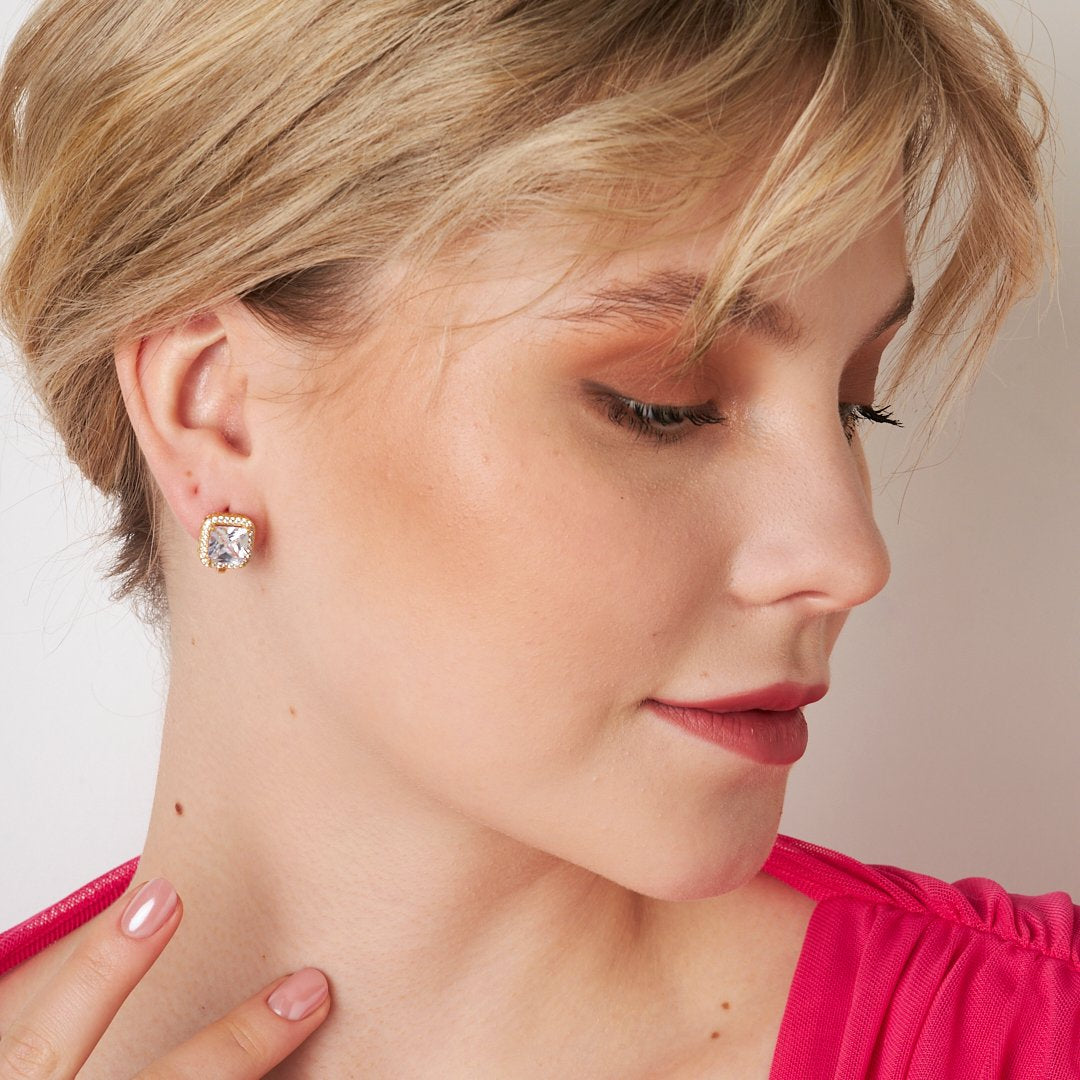 Baget Zirkon Tek Taş Küpe - 925 GÜMÜŞ