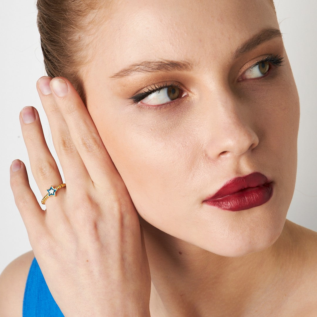 Yıldız Detaylı Yüzük - 925 GÜMÜŞ