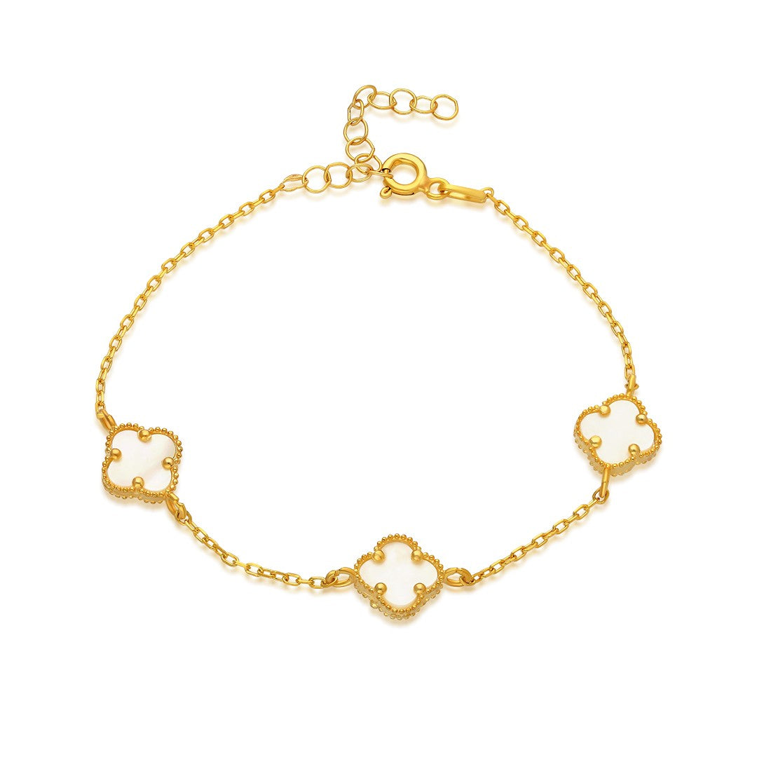 Üçlü Beyaz Yonca Bileklik - 925 GÜMÜŞ