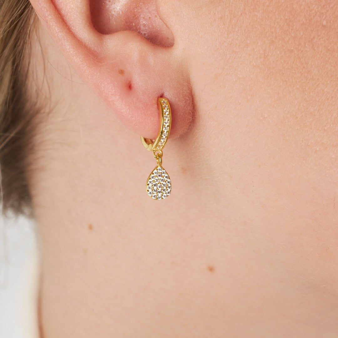 Taşlı Sallantılı Su Damlası Küpe - 925 GÜMÜŞ