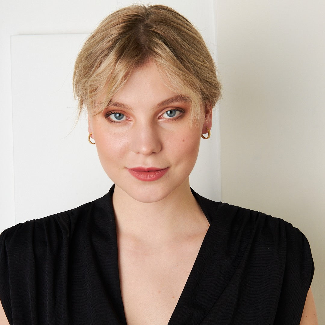 İki Sıra Taşlı Halka Küpe - 925 GÜMÜŞ