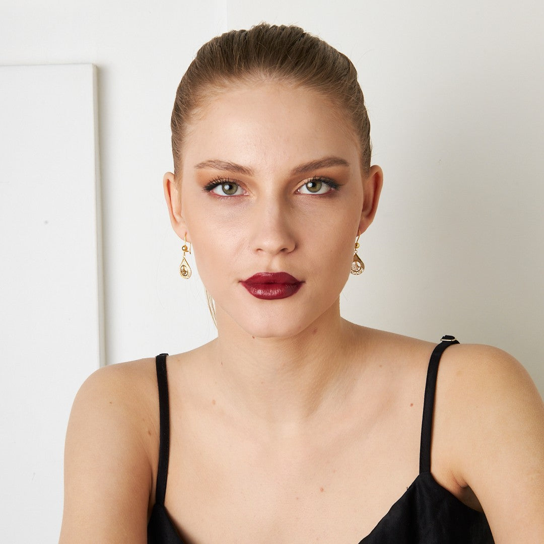 Monogram Taşlı Küpe - 925 GÜMÜŞ